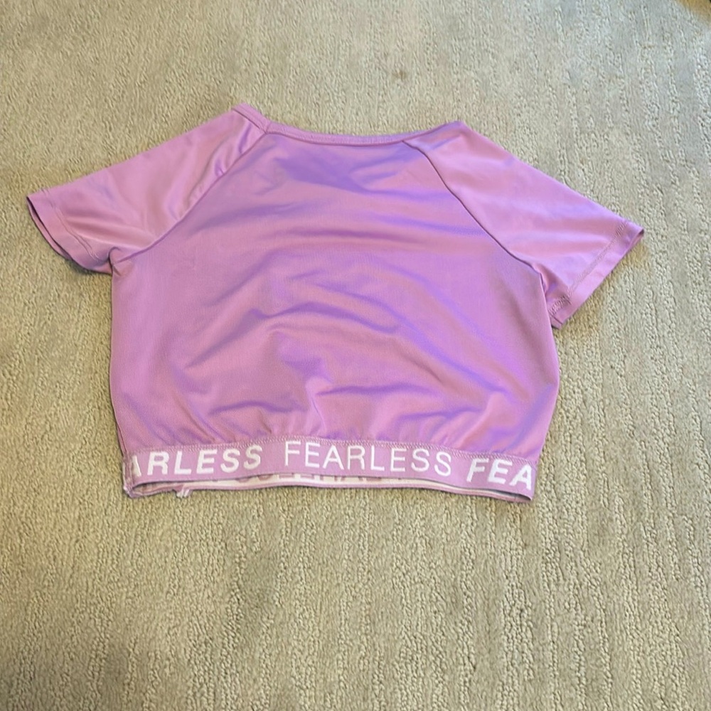 Purple, fearless, silky, cropped shirt